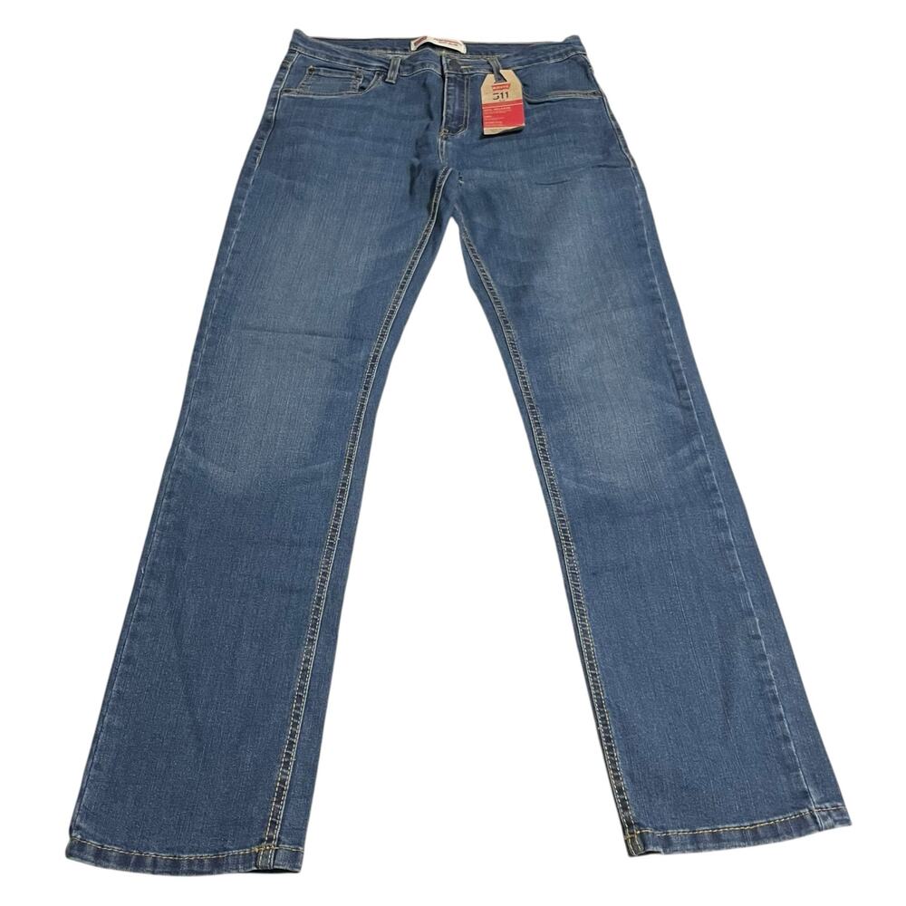 Levis 511 Big Boys Mens Jeans Size 18 Blue Slim Fit Stretch Performance Denim